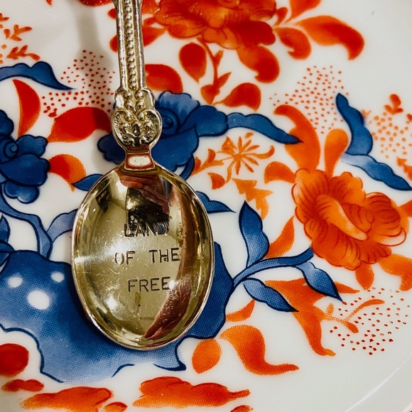 S14-Vintage Silverplate 1987 Blue Delft Eagle USA Land of the Free Spoon - Picture 4 of 8